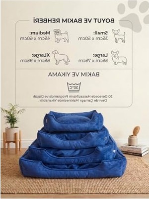 Rafta Kolay Silinebilir Mavi Kedi ve Köpek Yatağı, Çıkartılabilir Minder Xl