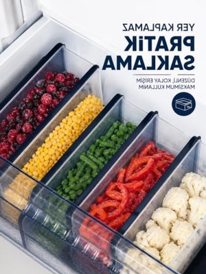 Rafta 5'li Dondurucu Saklama Kabı Seti, 9l Toplam Kapasite, Mikrodalga Uygun