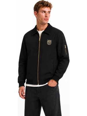 Bad Bear Collar Siyah Kadife Yaka Fermuarlı Erkek Ceket