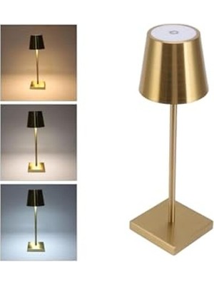 Rafta Dimmerli 3 Renk Işıklı Masa Lambası, Gold Renk Metal