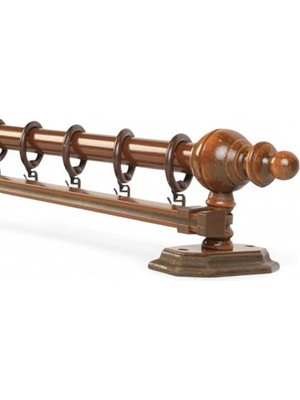 Rafta Ceviz Renk Tek Raylı Ahşap Perde Askısı, 150 cm