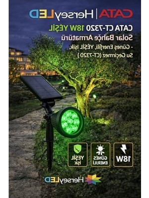 Rafta 18W Güneş Enerjili Yeşil Çim Armatürü - Su Geçirmez Aydınlatma Çözümü