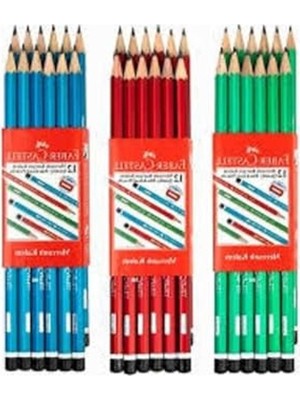 Rafta 12'li Kırmızı, Mavi ve Yeşil Kurşun Kalem Seti, Faber Castell