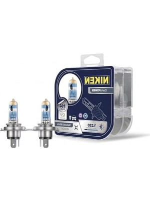 Rafta H4%220 Daha Parlak, 4500K Doğal Beyaz Işık, 12V 55W Trafiğe Çıkış Onaylı Dark Power Standart Far Uyumu, 2'li Paket