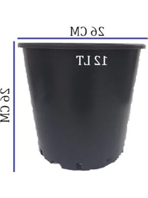 Rafta 26X26 cm Plastik Üretim Saksısı, 12 Litre Kapasite ile Bitki Yetiştiriciliği Için Uygun