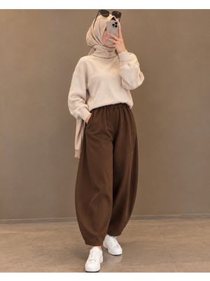 Efruz Butik Siyah Scuba Iç Göstermez Balon Pantolon