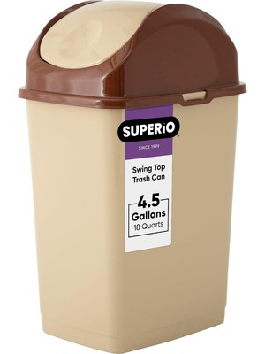 Str Store Kapaklı Orta Boy Çöp Kovası 4,5 Galon Plastik Salıncak Üst Çöp Kovası Lavabo/dolap Altı, Çamaşır Odası, Mutfak, Ofis, Yatak Odası, Banyo, Üniversite Yurdu, 18 Qt, Bej