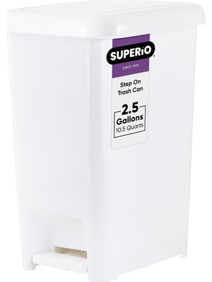 Str Store Ayak Pedallı Ince Çöp Kutusu, 2,5 Galon Kapaklı Çöp Kutusu, Küçük Plastik Çöp Kutusu, Banyo, Mutfak, Ofis, Masa Altı, Yatak Odası, Yurt Için Mini Çöp Kovası, Beyaz