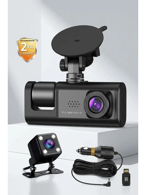 3 Kameralı Araç Kamerası Geri Görüş Kameralı Park Destekli Dashcam