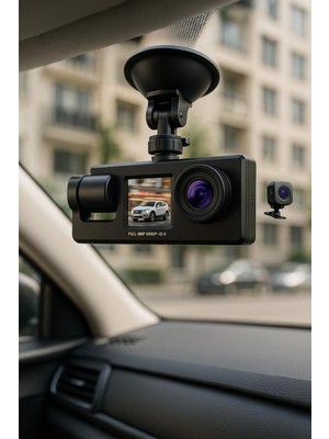 Full Hd Araç Içi Kamera 3 Kameralı Ön Arka Iç Kayıt Geniş Açılı