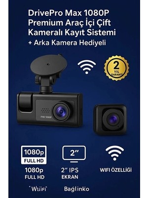 LCD Ekranlı 1080P 3 Kameralı Araç Içi Kamera Geri Görüş Destekli Gece Görüşlü G Sensörlü