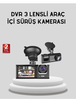 Full Hd Üç Kameralı Araç Kamerası 170° Geniş Açılı ve Park Destekli