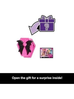 Rafta Monster High Pembe Parti Elbisesi Giyen Doğum Günü Draculaura Bebek ve Davetiye, Balon, Hediye ve Yelpaze Gibi Temaya Uygun Aksesuarlar, JBG74
