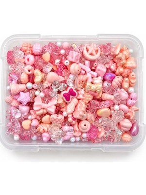 Rafta Pamuk Şekeri Pembe Karışık Boncuk & Charm Set 100 Gram