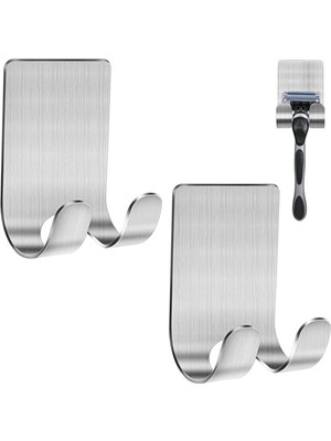 Rafta Kyro Tech 2'li Paslanmaz Çelik Metal Banyo Jilet ve Traş Bıçağı Tutucu, Kendinden Yapışkanlı, Çift Askılı, Delme Gerektirmez, Su Geçirmez, Nemli Ortama Dayanıklı, Fayans, Mermer, Cam, Ahşap Uyumlu