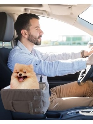 Rafta 3 Fonksiyonlu Konsol Taşıma Çantası-Köpek Araba Koltuğu-Köpek Yatağı-Evde Dışarda Arabada (Bej)