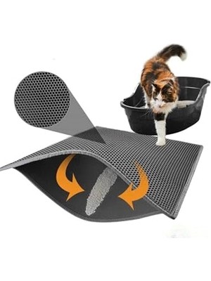 Rafta Elekli Kedi Tuvalet Önü Paspası 60 x 45 cm Gri Elekli Kedi Pas Pası