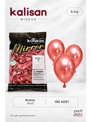 Kalisan Mirror Kırmızı (Red) 5 Inç 100’LÜ Krom Mini Lateks Balon