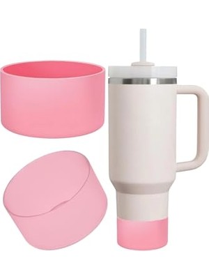 Rafta 1 Adet Silikon Taban Koruyucu – Stanley Quencher 20/30/40 Oz ile Uyumlu – Bardak Altı Kılıfı, Kaymaz ve Sessiz Kullanım – Pembe Renk