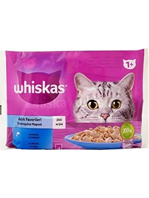 Rafta Whiskas Pouch Balık Favorileri Yetişkin Kedi Konservesi 85GR 4'lü