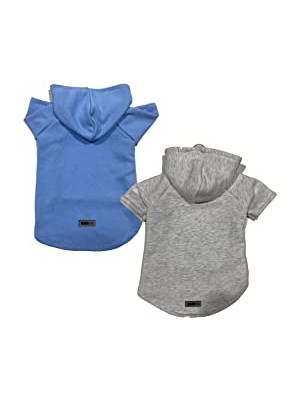 Rafta Kapişonlu Polar Sweatshirt Köpek ve Kedi Kıyafeti & Elbisesi - Mavi & Gri 2'li Fırsat Paketi Xl Beden