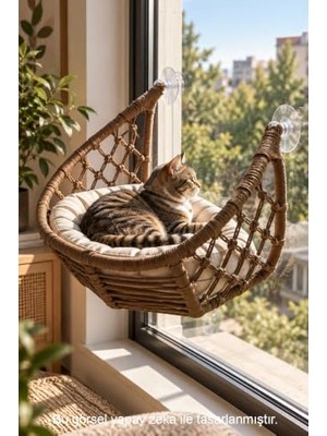 Rafta Reyo Lüxperi Hilal Kedi Cam Yatağı, Vantuzlu, Açık Gri, Peluş, 45X45X14,5 Cm, Kedi Pencere Yatağı