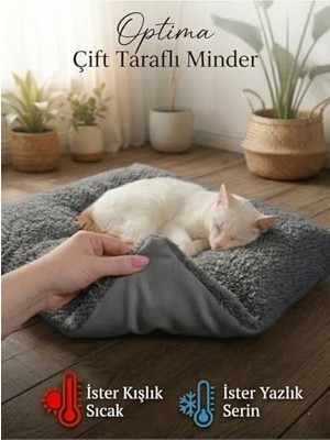 Rafta Optima Evcil Hayvan Yatağı, Çift Taraflı Kedi ve Köpek Yatak, Dört Mevsim, Gri, M Beden