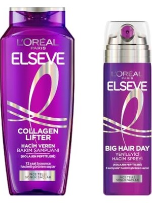 Rafta Collagen Lifter Hacim Veren Yenileyici Saç Bakım Rutini Seti Şampuan ve Saç Spreyi Ince Telli Saçlar Için