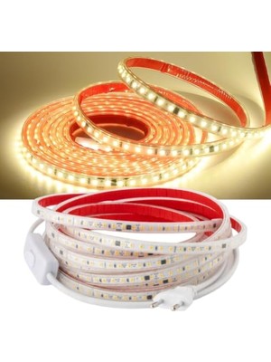 Rafta Şerit Led, 220V Yüksek Parlaklık, 120 Led/m, Tak Çalıştır, Fişli Anahtarlı, Silikonlu Iç/dış Mekan, Yapışkanlı, Mutfak, Tezgah Altı, Mobilya, Asma Tavan, Bahçe, SB-6508 (Gün Işığı, 2.5 Metre)
