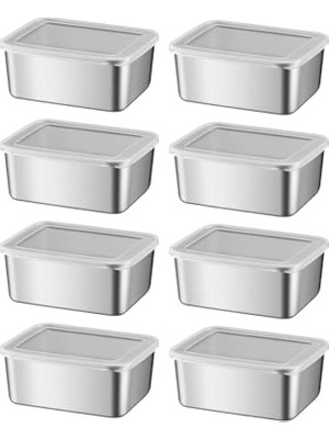 Rafta 8 Adet 304 Çelik 550 ml Yemek Meyve Et Buzdolabı Beslenme Saklama Kabı MT107-8