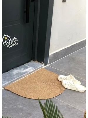 Rafta Doğal Jüt Yarım Daire Kapı Önü Paspası | Kaymaz Tabanlı | Doğal El Dokuma | Şık ve Dekoratif D Paspas (Kapı Girişleri, Banyo ve Balkon Kullanımı Için) (Hasır, 50 * 70)