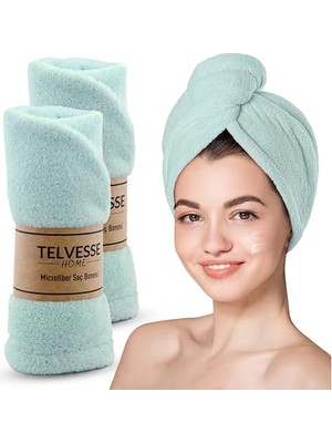 Rafta Telvesse Mikrofiber Saç Havlusu Süper Emici Hızlı Kuruyan Türban Saç Havlusu Şapkası – Uzun Kıvırcık Kalın Saçlar Için Duş Saç Kurutma Havlusu, Plaj Havuz Banyo Kullanım (2li Turkuaz)