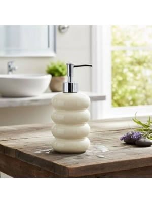 Rafta Deconox Beyaz Bubble Design Cam Sıvı Sabunluk - 450 ml Kabartmalı Şık Banyo ve Mutfak Sabunluğu (7X12 Cm) (5064 - Beyaz)