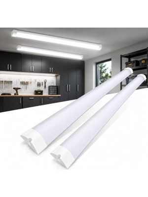 Rafta 120 cm LED Bant Armatür 40W – 4350 Lümen – 6500K Beyaz Işık – 2'li Paket – IP20 – 30.000 Saat Kullanım Ömrü – Depo, Atölye, Garaj ve Iş Yeri Aydınlatma          [enerji Sınıfı A]