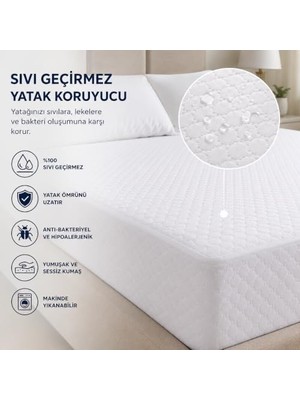 Rafta Çift Kişilik Sıvı Geçirmez Yatak Koruyucu Alez 160X200 cm