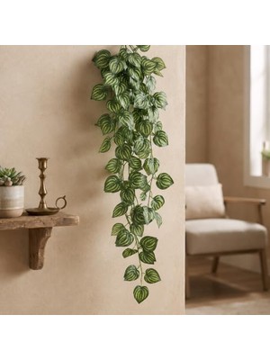Rafta Yapay Yaprak Sarmaşık Doğal Görünümlü Zincir Karpuz Desenli (2 Adet) Dal 2 x 240 cm (480 Cm), Iç/dış Mekan, Bahçe, Balkon, Doğalgaz Borusu Dekoratif Süsü, Peyzaj ve Organizasyon Dekorasyonu