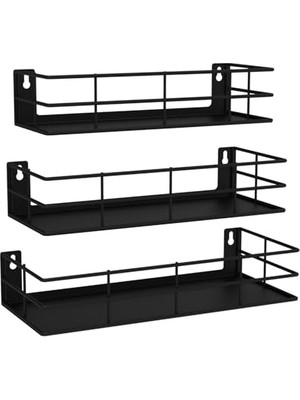 Rafta 3'lü Set Dekoratif Metal Duvar Rafı - Minimalist Tasarım, Dayanıklı ve Şık - 31CM/29CM/27CM