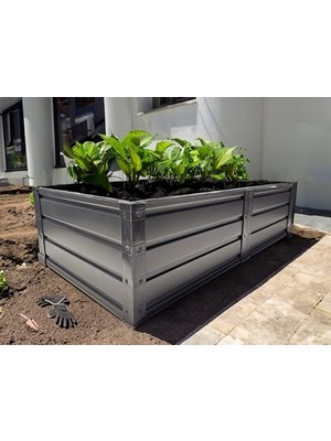 Rafta Premium Yükseltilmiş Sebze Yatağı, Galvanizli Paslanmaz Çelik Bahçe Bostan Yatağı, Ağaçlar, Otlar, Domates, Biber, Brokoli, Havuç Için, Modüler Kolay Montaj, 120X60X30 cm