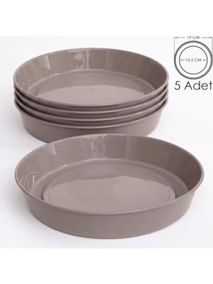 Rafta Saksı Tabağı Klasik Tabak Parlak Plastik Altlık (Kahve, 16.5cm)