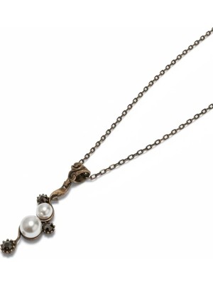 Bulu'us Accessories Bronz Antik Vintage Zarif Incili Zirkon Taşlı Kolye Sevgiliye , Eşe, Anneye Hediye