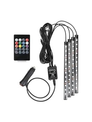 Rafta Ayak Altı Uzaktan Kumandalı 12 LED Aydınlatma Seti, Çeşitli Renkler, 12V, 6W, Ip5 Su Geçirmez, Parlak ve Canlı Renkler, Sese Duyarlı Ambiyans Çakmaklık Girişli