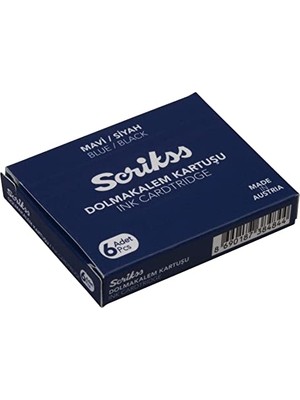 Rafta Scrikss Dolma Kalem Kartuşu Mavi Siyah 6'lı Paket