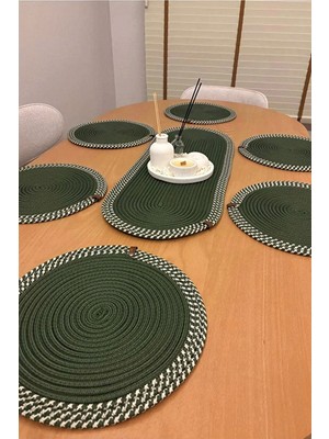 Comfort Craft Jüt Hasır Runner Supla Seti 7 Parça - 30X80 cm Oval Yıkanabilir Amerikan Servis Masa Örtüsü Takımı