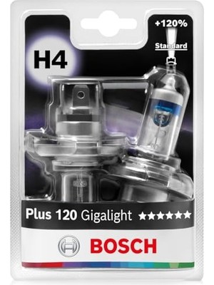 Rafta Bosch Gigalight H4 Plus + 120 Fazla Işık Far Ampul 2 Adet