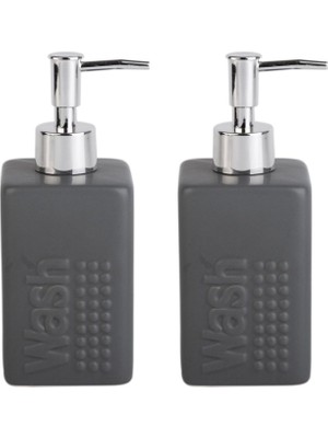 Rafta Bosphorus Homi Banyo Seti Seramik Sıvı Sabunluk 2 Adet Koyu Bej Modern 7X7X17CM 300ML