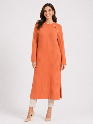 Moda Abad Düğme Detaylı Merserize Tunik 36176