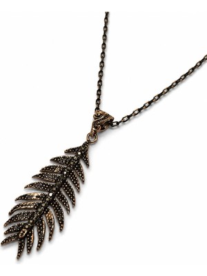 Bulu'us Accessories Bronz Antik Vintage Balık Kılçığı Modeli Kolye Sevgiliye , Eşe, Anneye Hediye