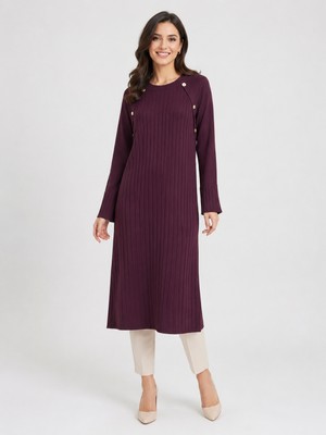 Moda Abad Düğme Detaylı Merserize Tunik 36176