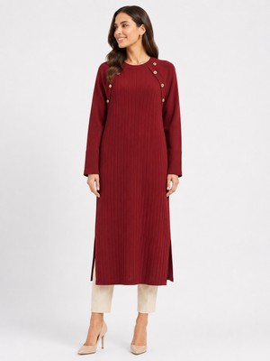 Moda Abad Düğme Detaylı Merserize Tunik 36176