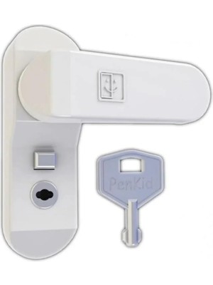 Rafta Pvc Çocuk Emniyet Mandalı Güvenlik Kilidi Düğmeli Anahtarlı (Beyaz, Bir)